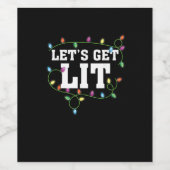 Kerst Grappig Schattige Let's Get Lit Wijn Etiket (Enkel label)