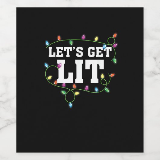 Kerst Grappig Schattige Let's Get Lit Wijn Etiket (Enkel label)