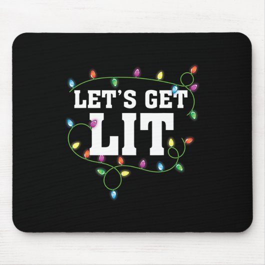 Kerst Grappig Schattige Let's Get Lit Xmas Muismat (Voorkant)
