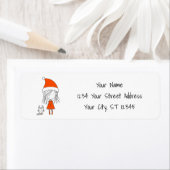 Kerst Grappig Schattige Santa Meisje Kat Cartoon Etiket (Insitu)