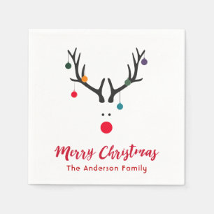 Kerst grappige abstracte rendieren in wit rood servet