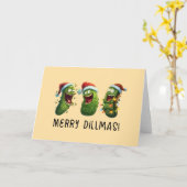 Kerst grappige augurken Merry Dillmas Kaart (Gele Bloem)