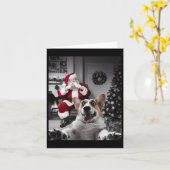 Kerst Grappige Corgi Hond Selfie Met Sinterklaas Kaart (Gele Bloem)