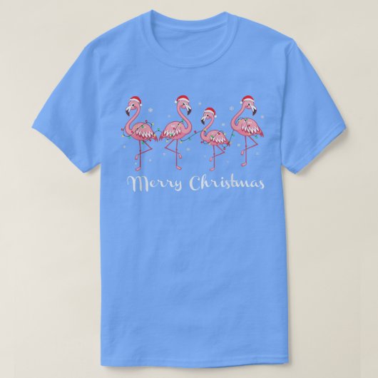 Kerst grappige flamingo roze kerstboom t-shirt (Design voorkant)