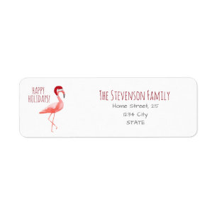 Kerst grappige flamingo Santa hat sjabloon Etiket