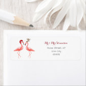 Kerst grappige flamingo's gepersonaliseerd etiket (Insitu)