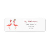 Kerst grappige flamingo's gepersonaliseerd etiket (Voorkant)
