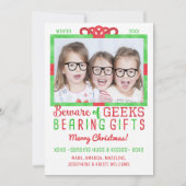Kerst Grappige Geeks | Familie vakantiefoto Feestdagenkaart (Voorkant)