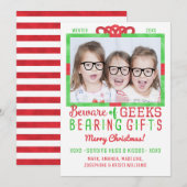 Kerst Grappige Geeks | Familie vakantiefoto Feestdagenkaart (Voorkant / Achterkant)