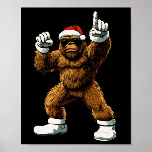 Kerst grappige grafische tee Bigfoot Kerstman kind Poster (Voorkant)