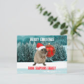 Kerst grappige hamster in rode kerstmuts feestdagenkaart (Staand voorkant)