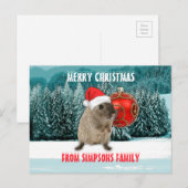 Kerst grappige hamster in rode kerstmuts feestdagenkaart (Voorkant / Achterkant)