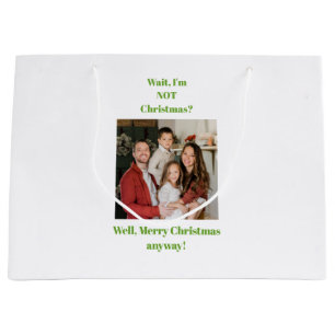 Kerst grappige humor groene tekst foto groot cadeauzakje