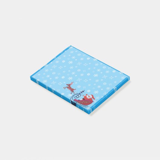 Kerst grappige illustratie. Kerstman met Rudolf Post-it® Notes (Schuin)