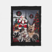 Kerst Grappige Kat Hond Selfie Met Sinterklaas Cu Fleece Deken (Voorkant)