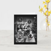 Kerst Grappige Kat Hond Selfie Met Sinterklaas Cu Kaart (Gele Bloem)