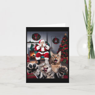 Kerst Grappige Kat Hond Selfie Met Sinterklaas Cu Kaart