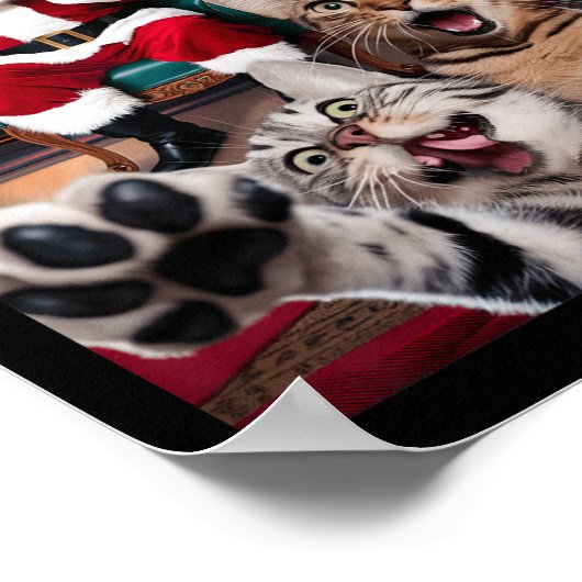 Kerst Grappige Kat Hond Selfie Met Sinterklaas Cu Poster (Hoek)