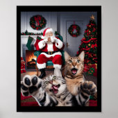 Kerst Grappige Kat Hond Selfie Met Sinterklaas Cu Poster (Voorkant)