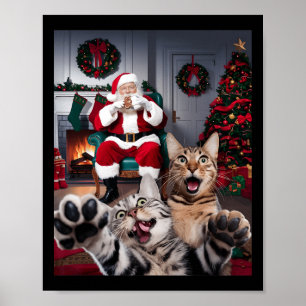 Kerst Grappige Kat Hond Selfie Met Sinterklaas Cu Poster