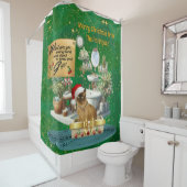 Kerst grappige kat in kattenbak douchegordijn (In situ)