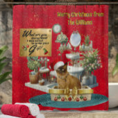 Kerst grappige kat in kattenbak douchegordijn