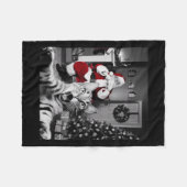 Kerst Grappige Kat Selfie Met Sinterklaas Schattig Fleece Deken (Voorkant (Horizontaal))