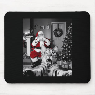 Kerst Grappige Kat Selfie Met Sinterklaas Schattig Muismat