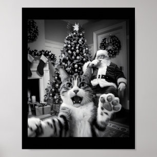 Kerst Grappige Kat Selfie Met Sinterklaas Schattig Poster
