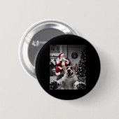 Kerst Grappige Kat Selfie Met Sinterklaas Schattig Ronde Button 5,7 Cm (Voorkant /achterkant)
