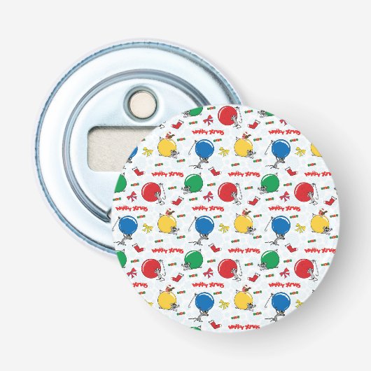 Kerst grappige muis met ballen button flesopener (Voorkant)