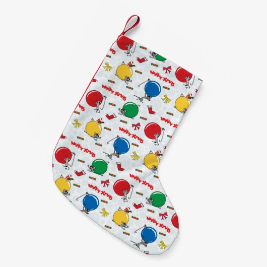 Kerst grappige muis met ballen kleine kerstsok (Voorkant (Hangend))