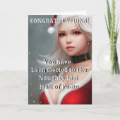 Kerst Grappige Nieuwigheid ONDEUGEND LIJST HALL OF Bedankkaart (Voorkant)