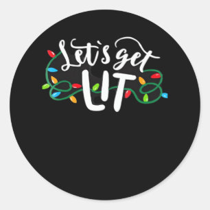 Kerst Grappige Pyjama Laten we Ontstoken Kerst Cl Ronde Sticker