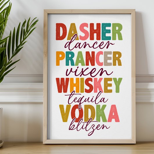 Kerst Grappige Rendieren Drinken Typografie Perfect Poster