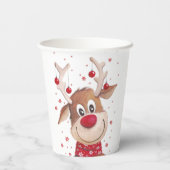 Kerst grappige rendieren rode versiering papieren bekers (Achterkant)