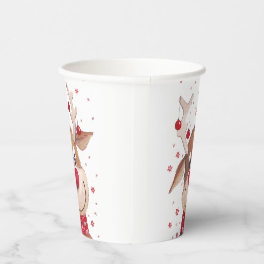 Kerst grappige rendieren rode versiering papieren bekers (Rechts)