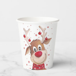 Kerst grappige rendieren rode versiering papieren bekers