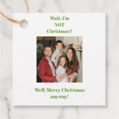 Kerst grappige tekst foto bedankjes labels (Voorkant)