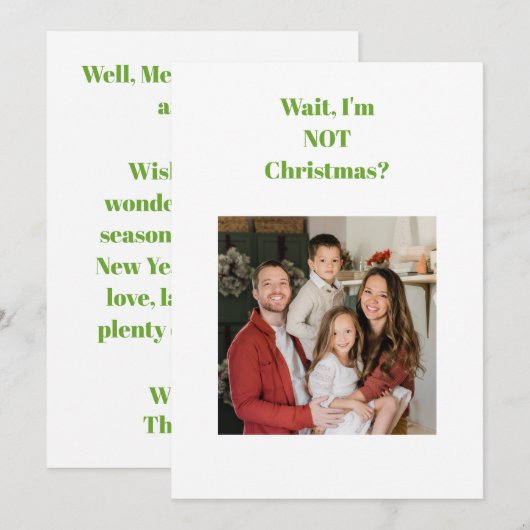 Kerst grappige tekst foto feestdagenkaart (Voorkant / Achterkant)