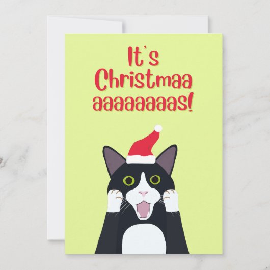 Kerst grappige tuxedo cartoon feestdagenkaart (Voorkant)