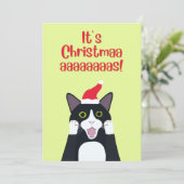 Kerst grappige tuxedo cartoon feestdagenkaart (Staand voorkant)