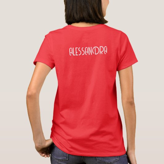 Kerst grappige typografie rood wit monogram schatt t-shirt (Achterkant)