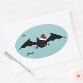 Kerst grappige vleermuis van en naar ovale sticker (Envelop)