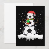 Kerst grappige voetbal sneeuwman Kerstmis Sport Feestdagenkaart (Voorkant / Achterkant)