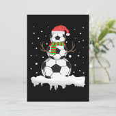 Kerst grappige voetbal sneeuwman Kerstmis Sport Feestdagenkaart (Staand voorkant)