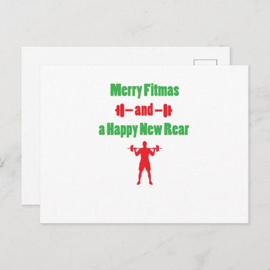 Kerst Grappige Vrolijke Fitmas en een Happy New Re Feestdagenkaart (Voorkant / Achterkant)