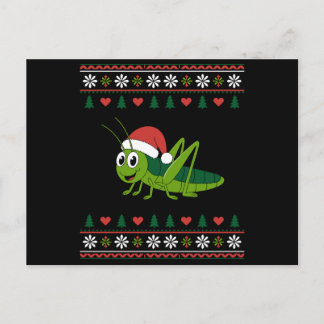Kerst grasgrasshopper Kerstman hoed lelijke trui X Feestdagenkaart
