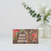 Kerst Gratis Drink Feestkaart Ticket (Staand voorkant)