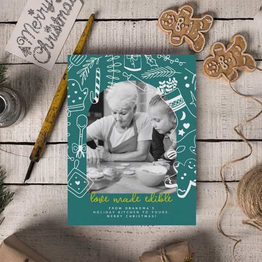 Kerst Green Baking Spirits Bright Photo Card Feestdagenkaart